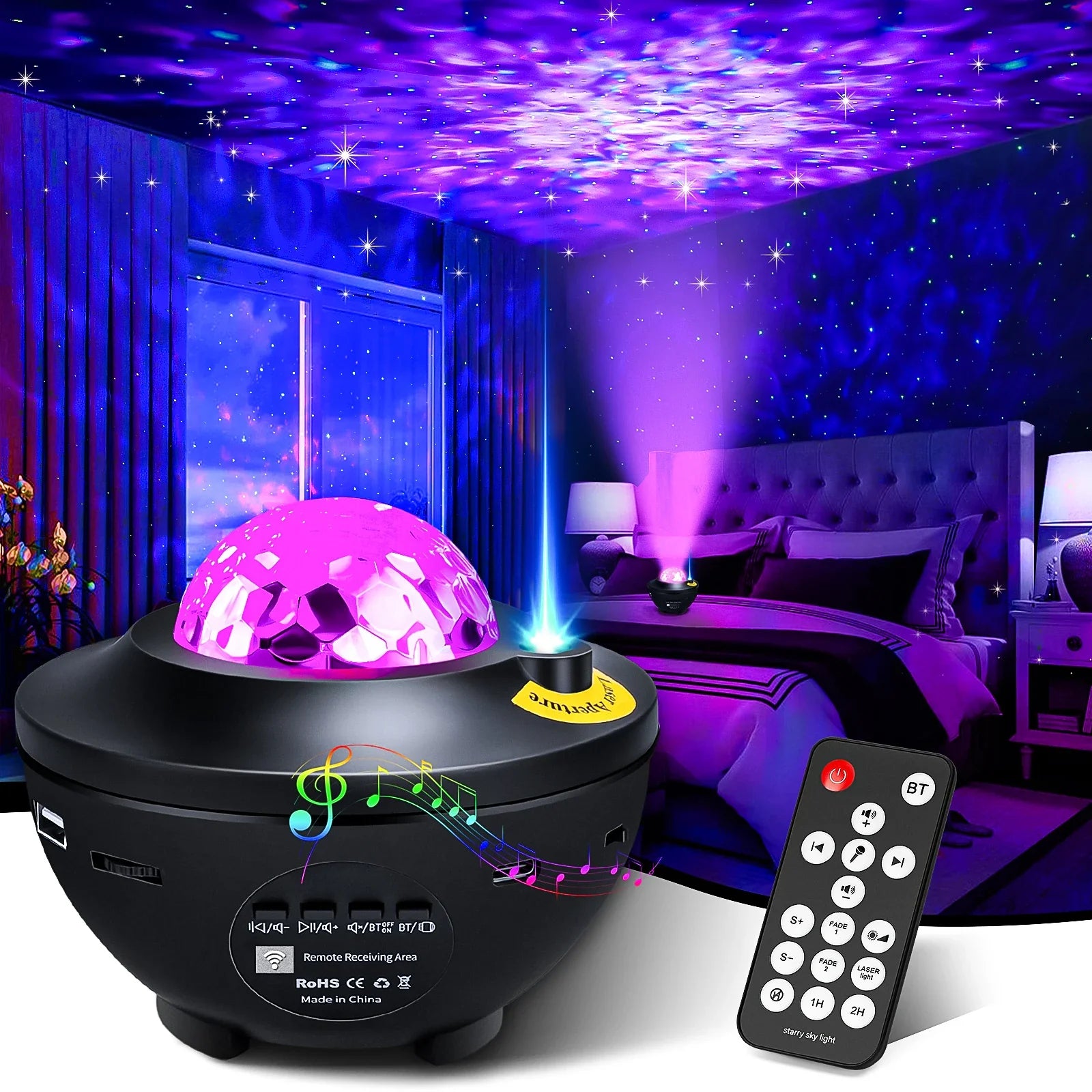 Galaxy Star Projector – Night Light with Bluetooth Music & Ocean Waves – Perfect Gift for Kids
